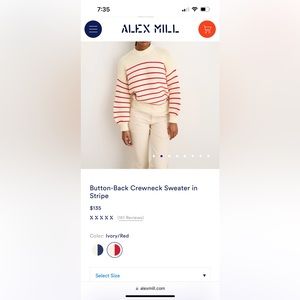 Alex Mill Button Back Sweater (Red/Ivory)